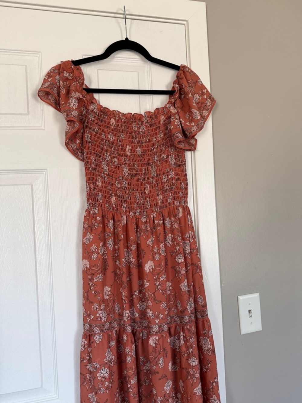 Max Studio Floral Flutter Sleeve Long Maxi Dress Flowy - Picture 5 of 9